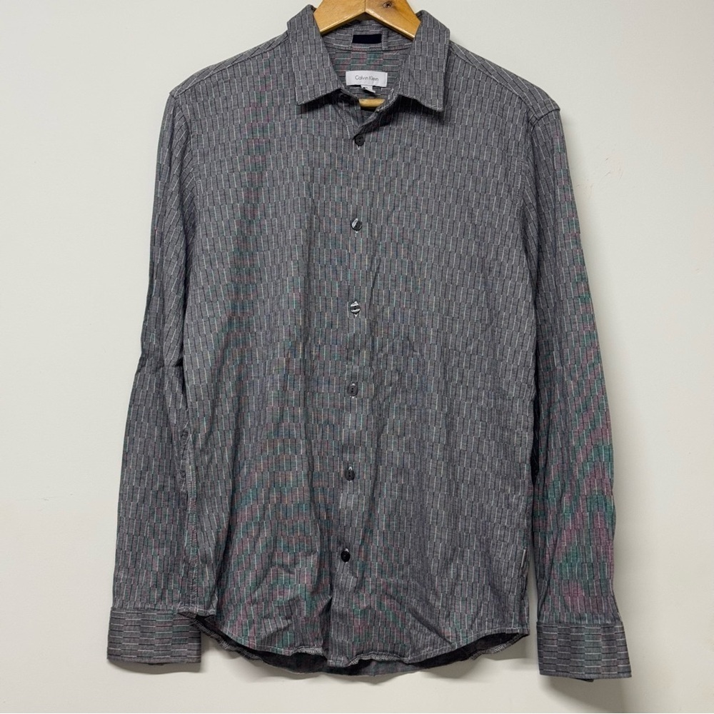 Calvin Klein Slim Fit Printed Long Sleeve Dress Shirt